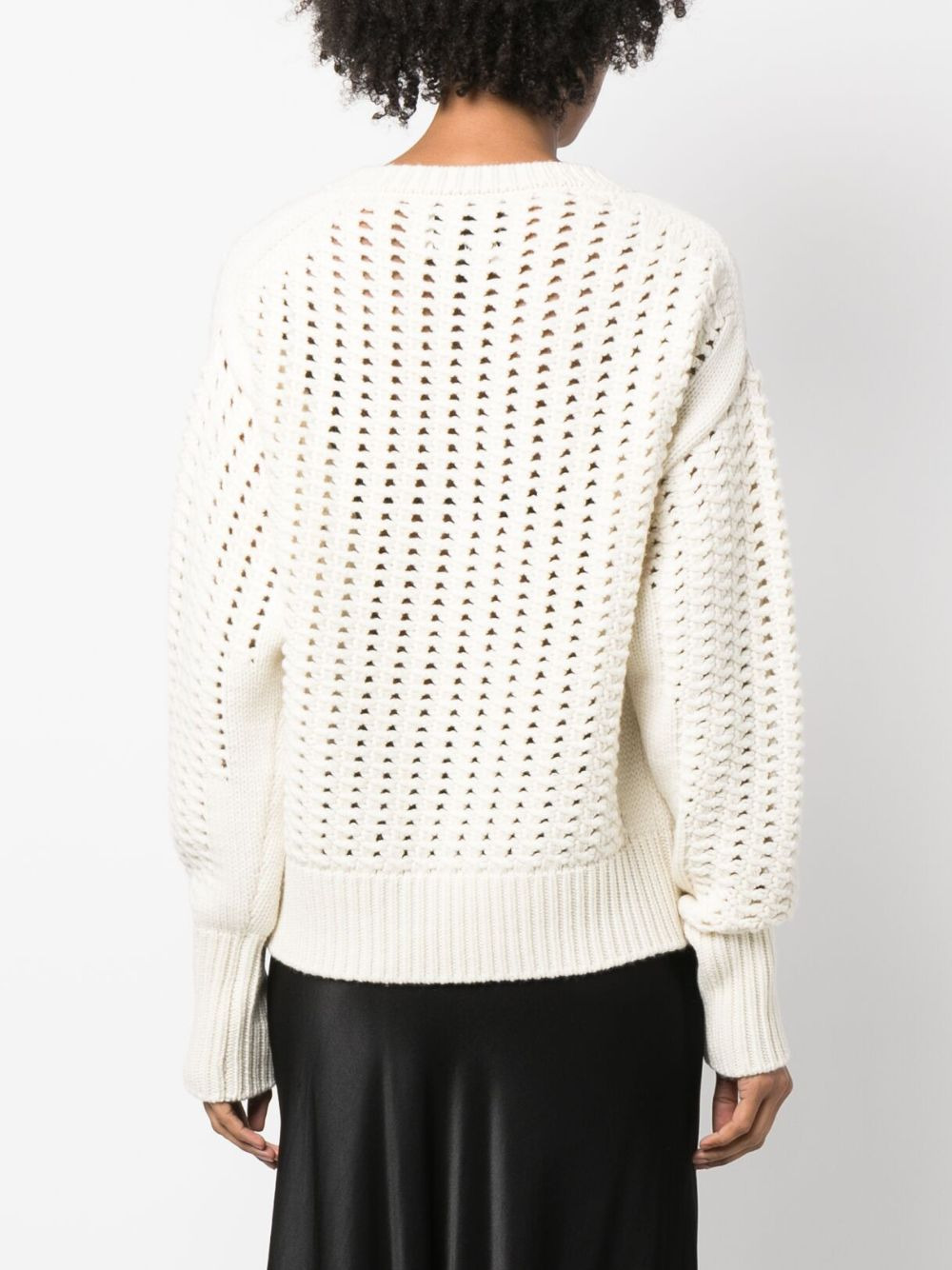 open-knit V-neck jumper - 4