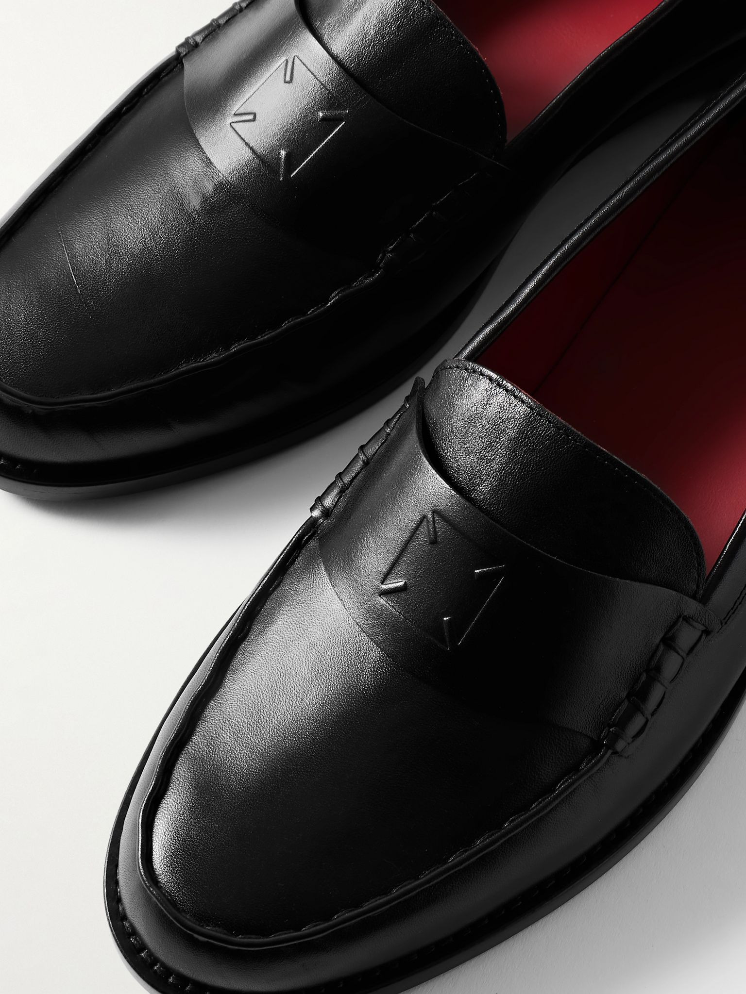 Logo-Debossed Leather Penny Loafers Black - 5