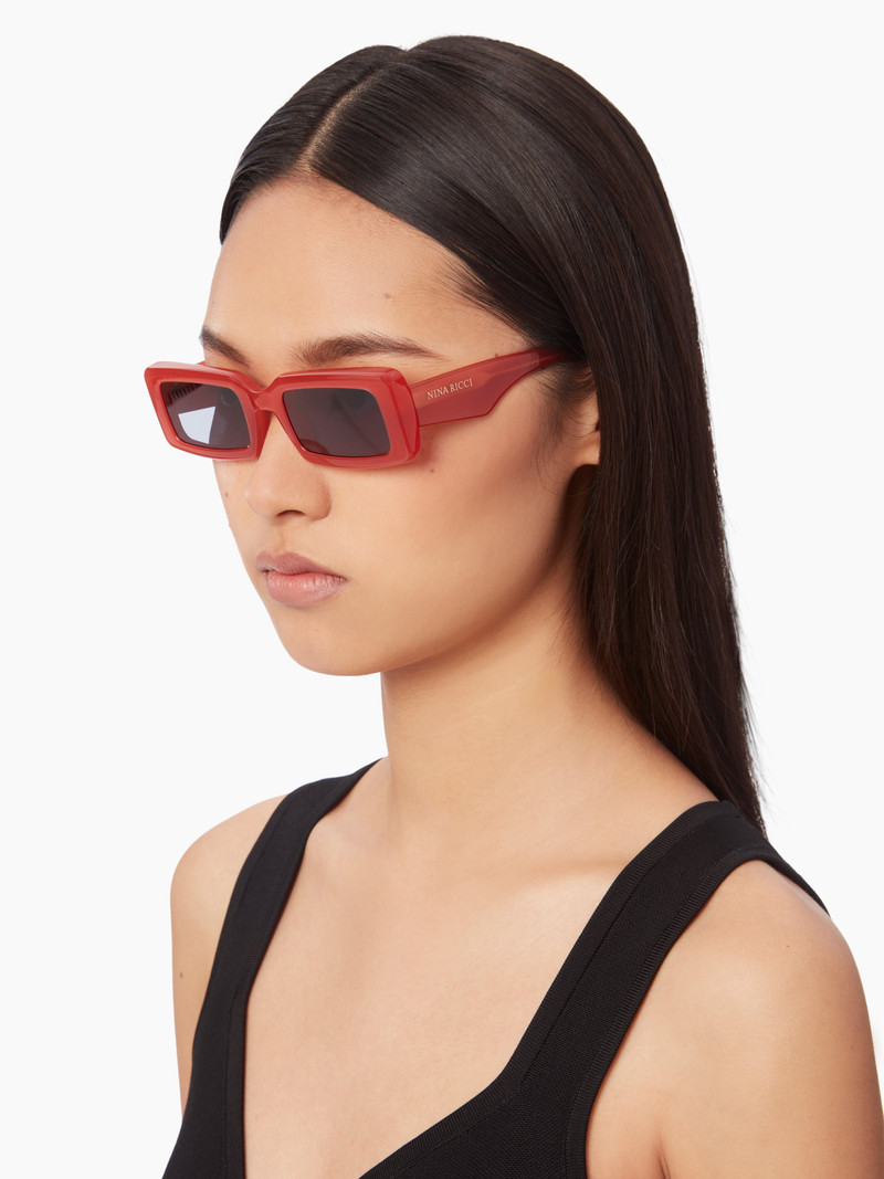 NINA RICCI Waves rectangular shiny red Sunglasses outlook