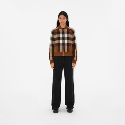 Burberry Check Intarsia Wool Cashmere Bomber Jacket outlook