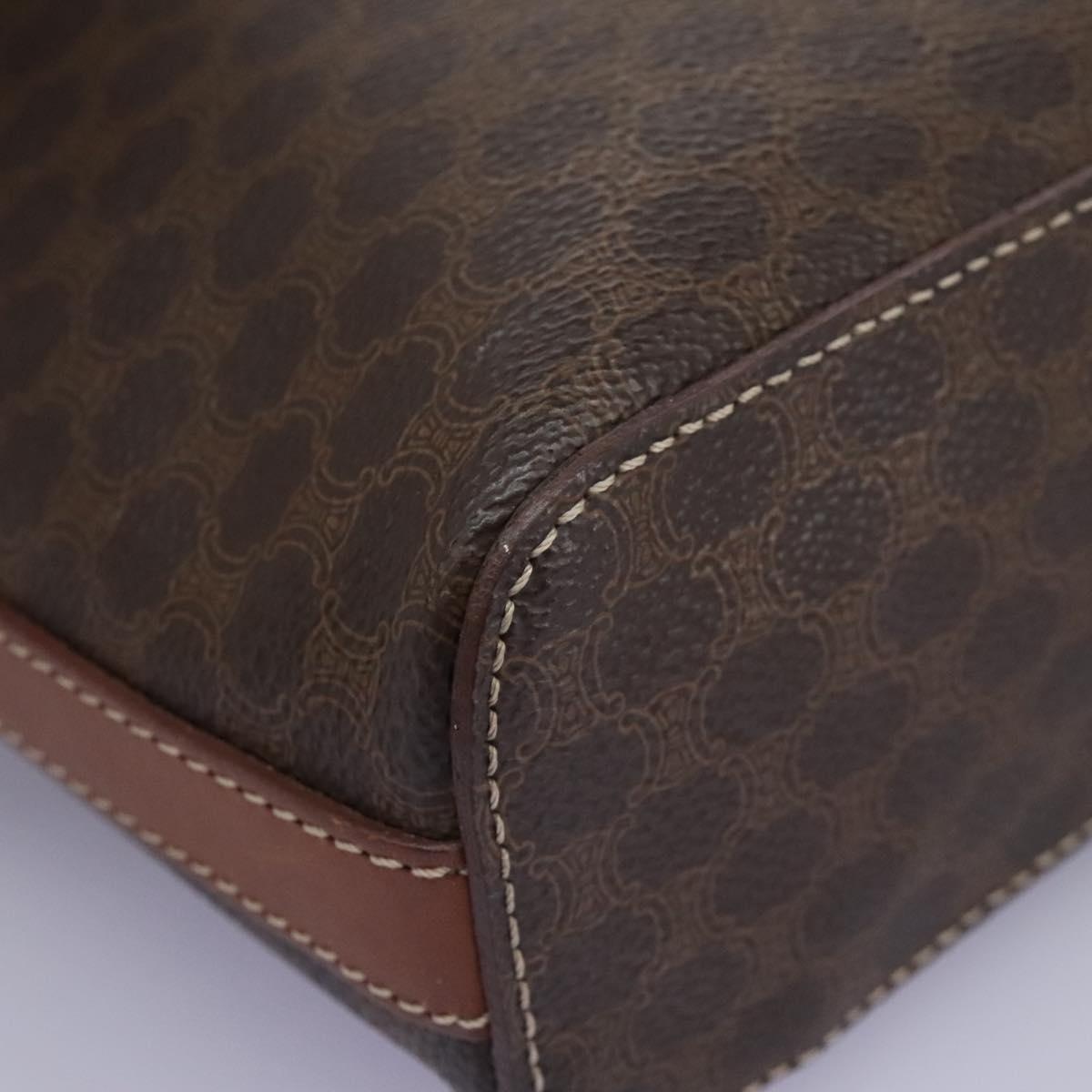 CELINE Macadam Canvas Vanity Hand Bag Pvc Leather Brown - 9