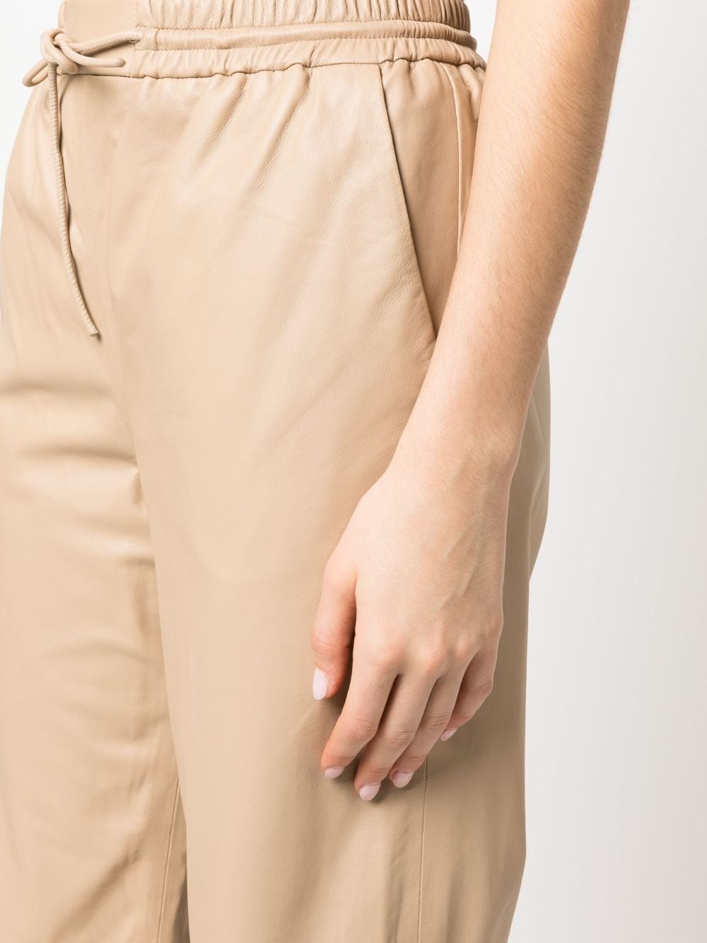 straight-leg lambskin trousers - 5
