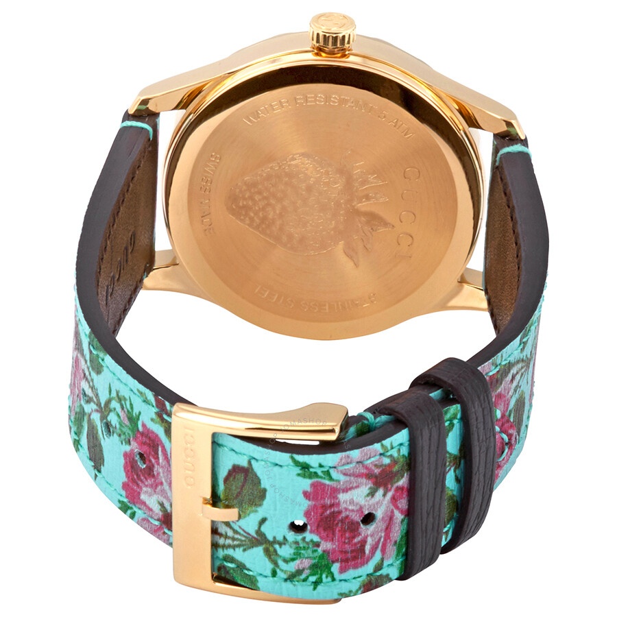 Gucci G-Timeless Aqua Floral Print Dial Ladies Leather Watch YA1264085 - 3