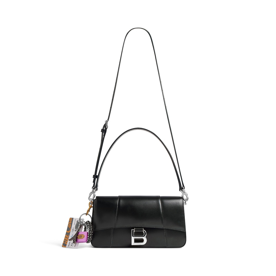 Women's Hourglass Medium Sling Bag With Charms in Black - 4