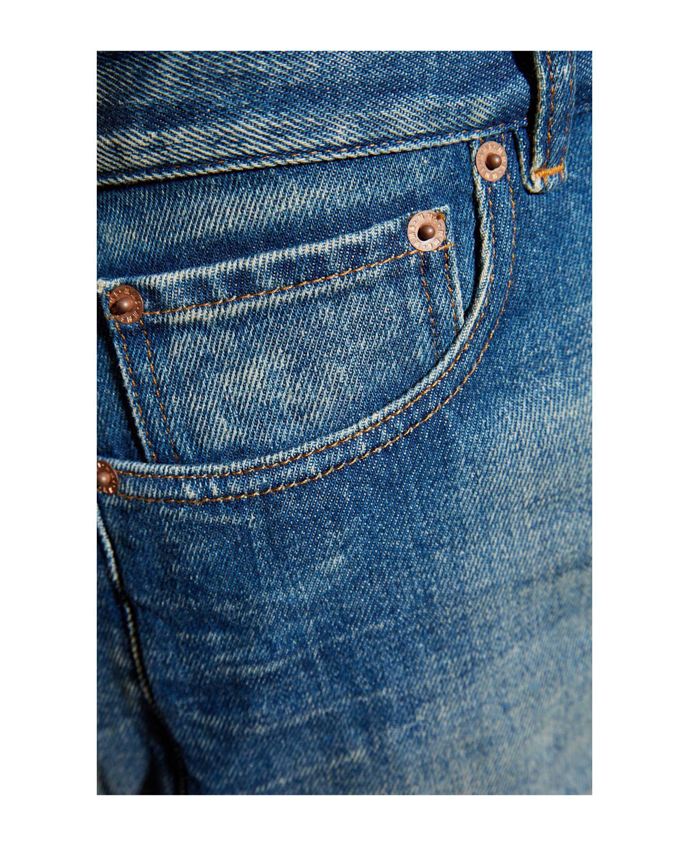 Light Blue Cotton Jeans - 5