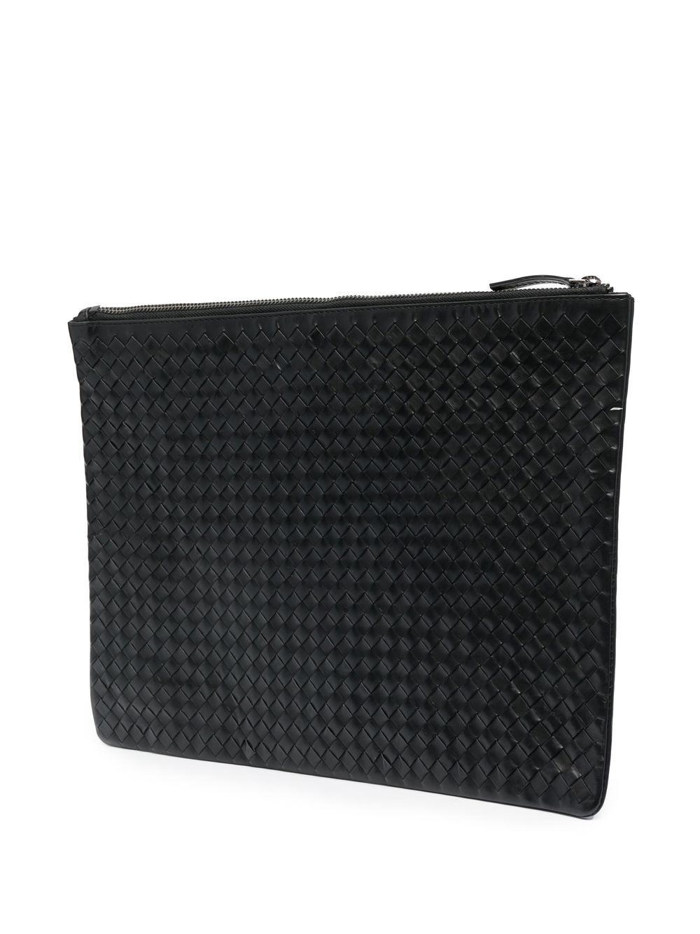 woven leather clutch bag - 3