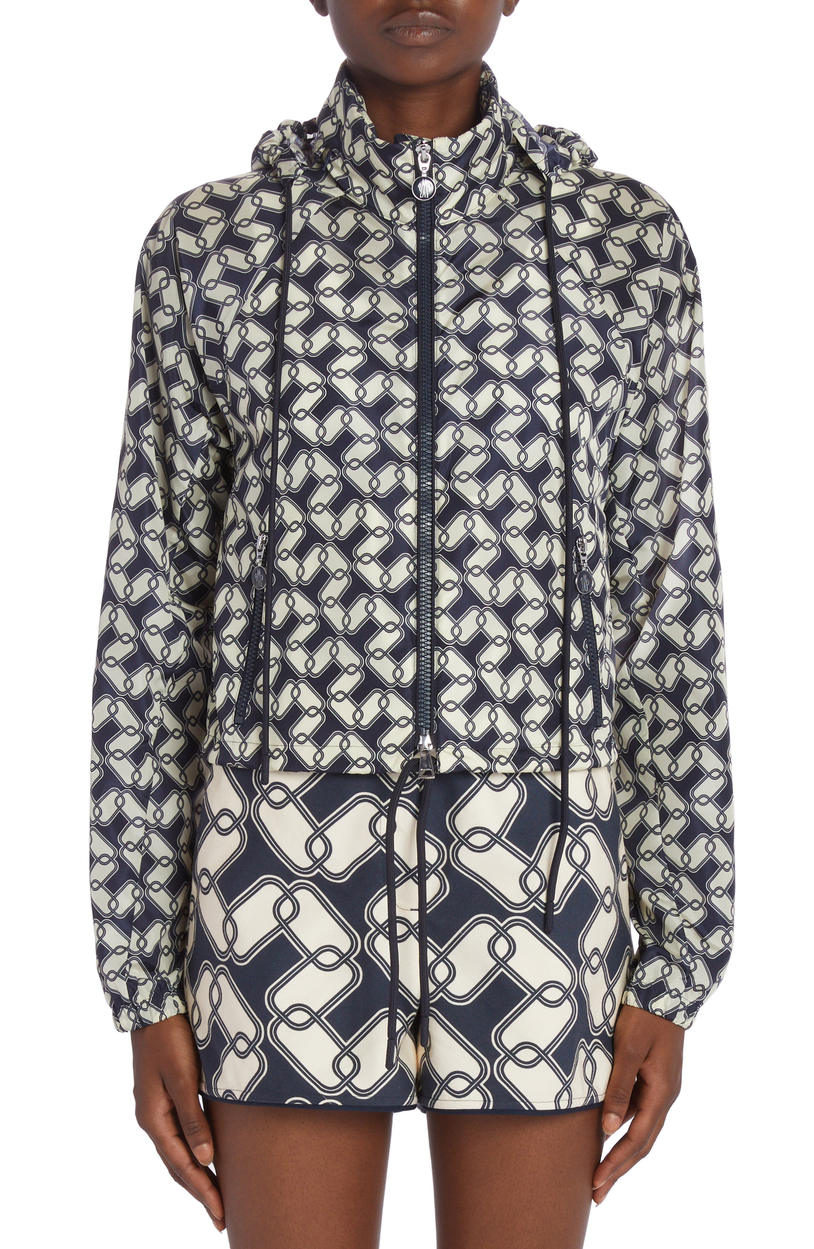 Marpessa Chain Link Print Hooded Windbreaker - 5