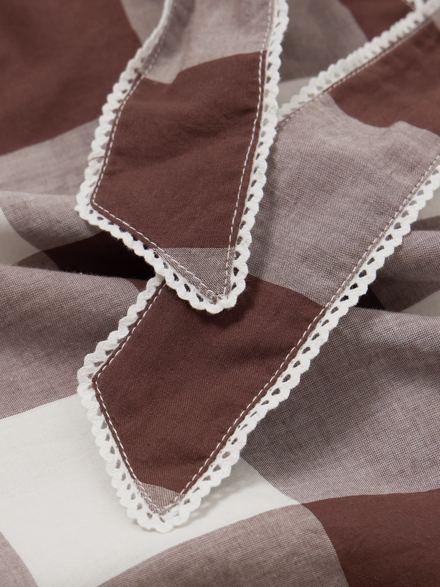 Callie cropped gingham cotton-voile top Brown - 4