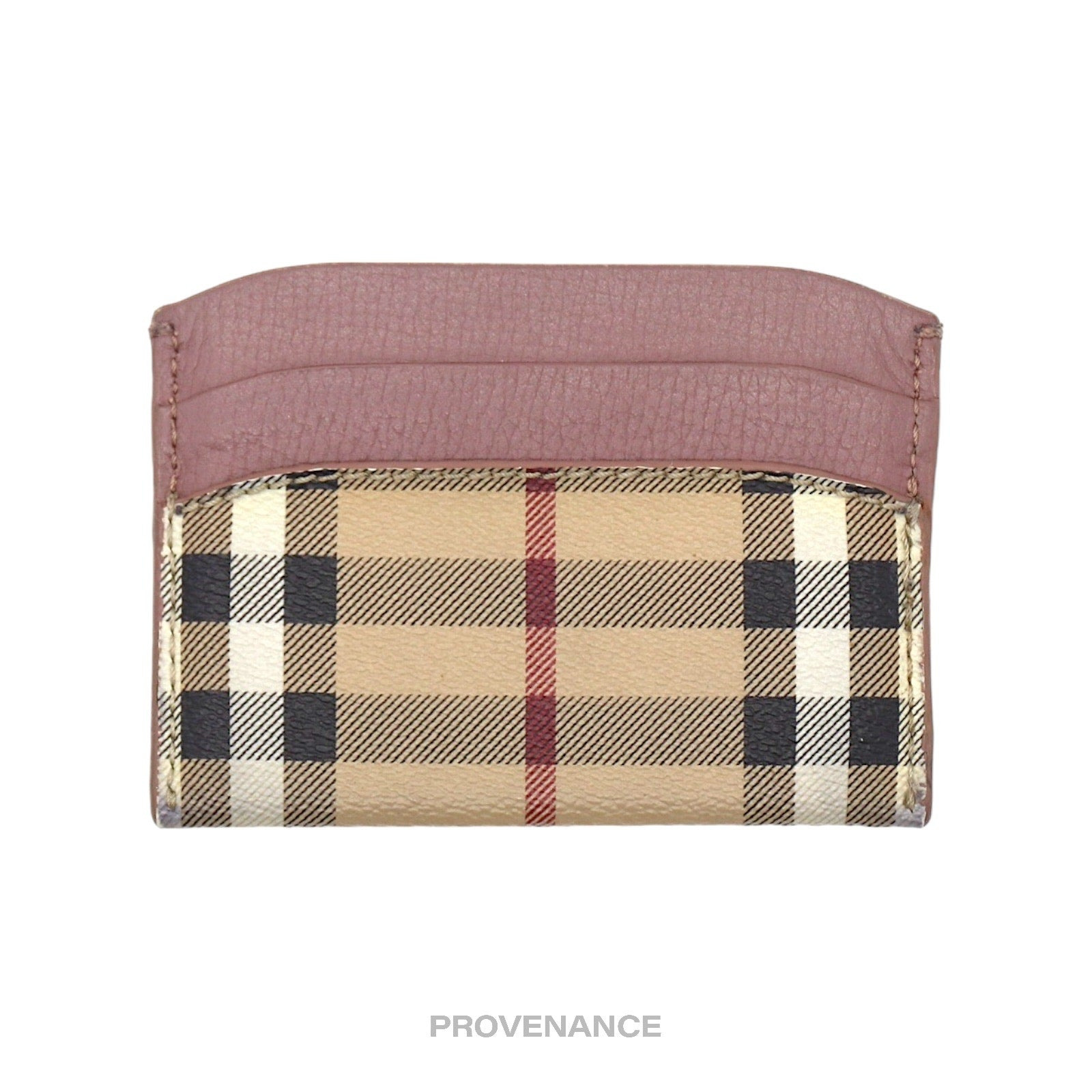 Burberry Card Holder Wallet - Haymarket Check Powder Pink - 2