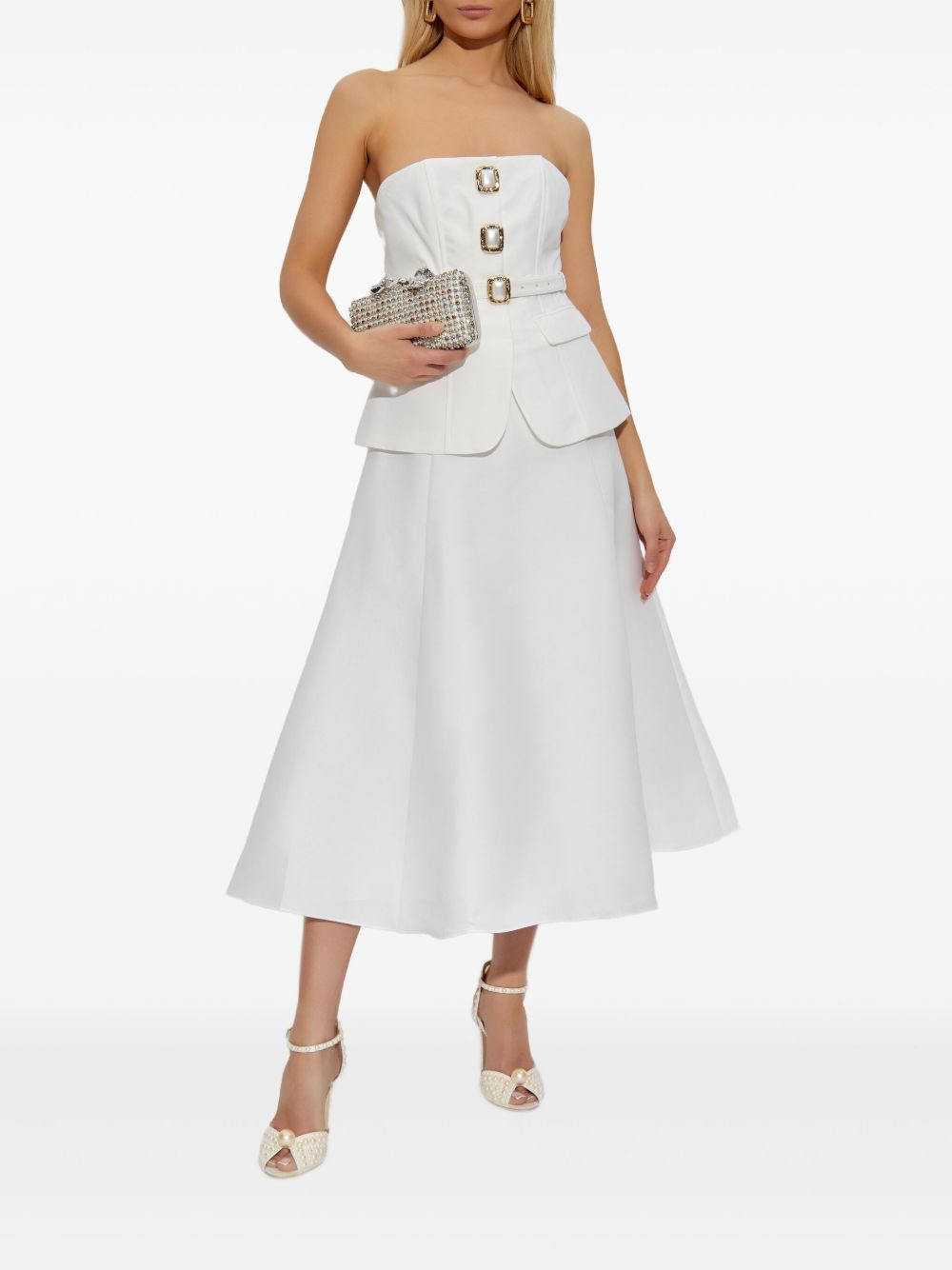 pearl-button midi dress - 2