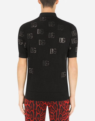 Dolce & Gabbana Short-sleeved wool jacquard polo-shirt with DG detailing outlook