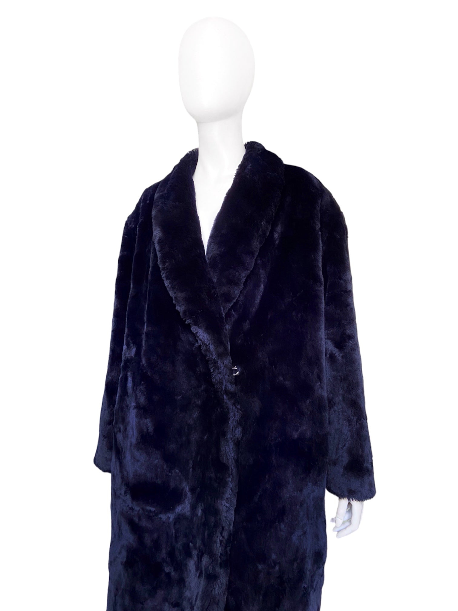 Jean Paul Gaultier 80s Lightening Blue Faux Fur Coat - 9