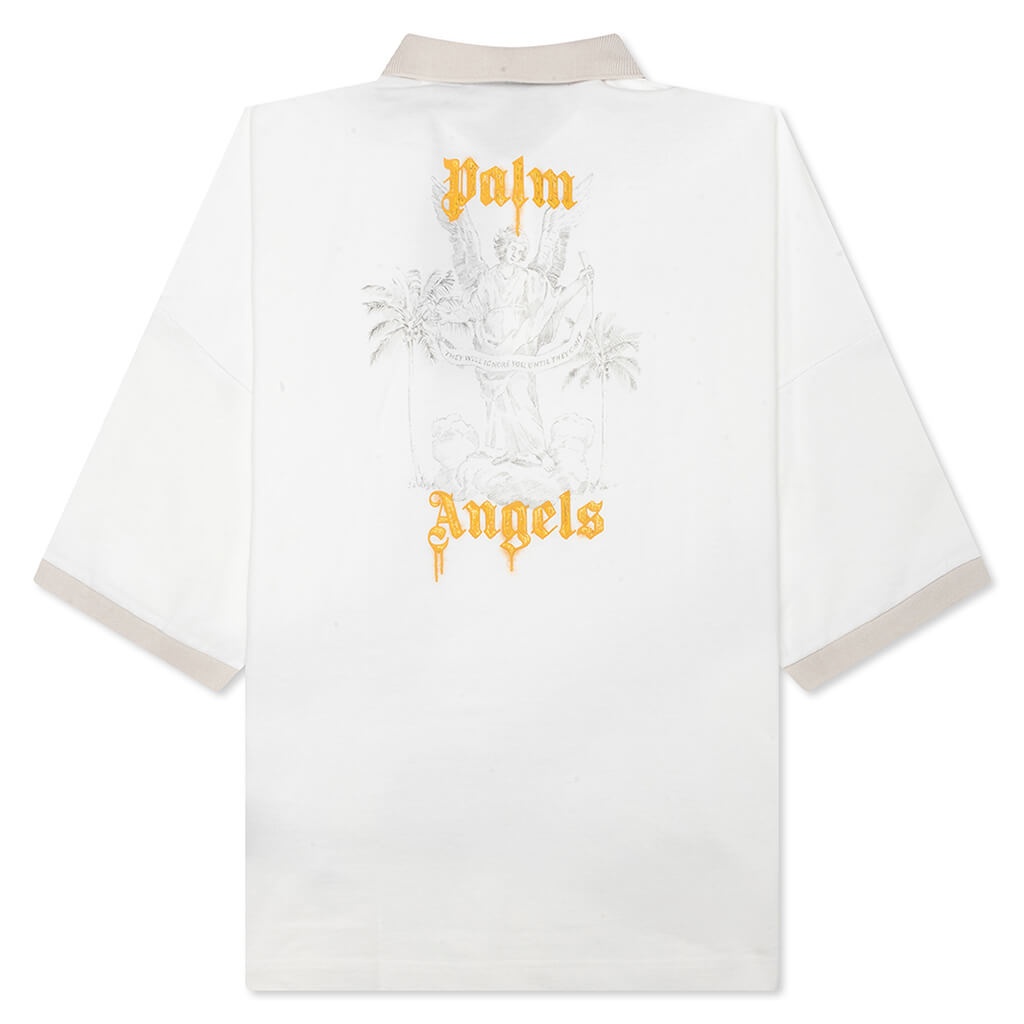 ANGEL PENCIL POLO S/S - OFF WHITE/LIGHT ORANGE - 2