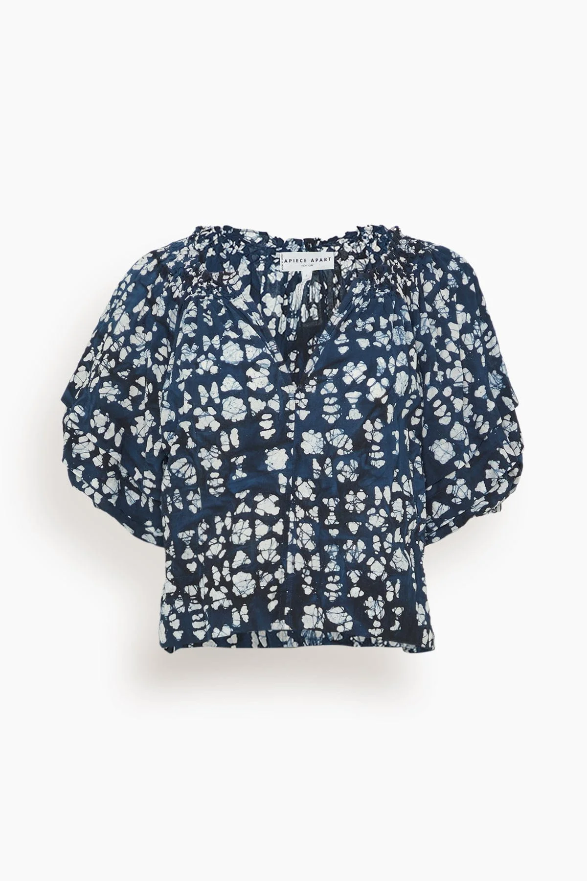 Caminitas Puff Sleeve Top in Batik Geo Indigo - 1
