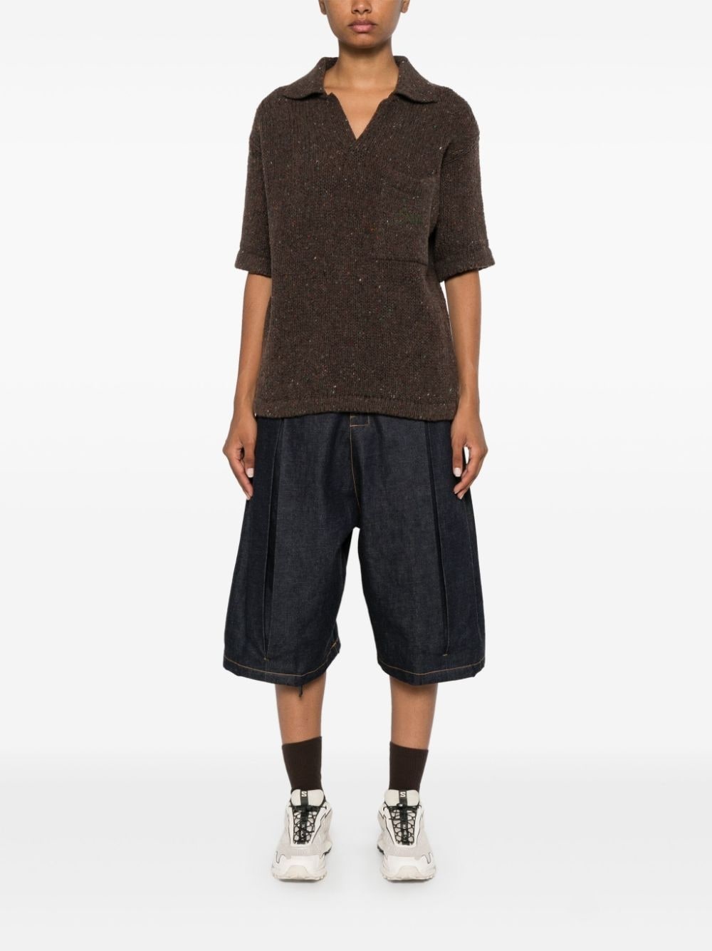 speckle-knit polo sweater - 3