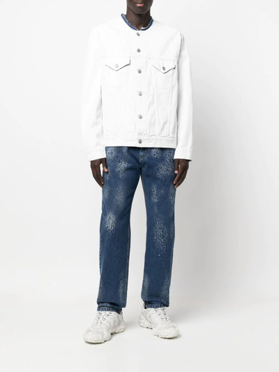 Maison Margiela cracked collarless denim jacket outlook