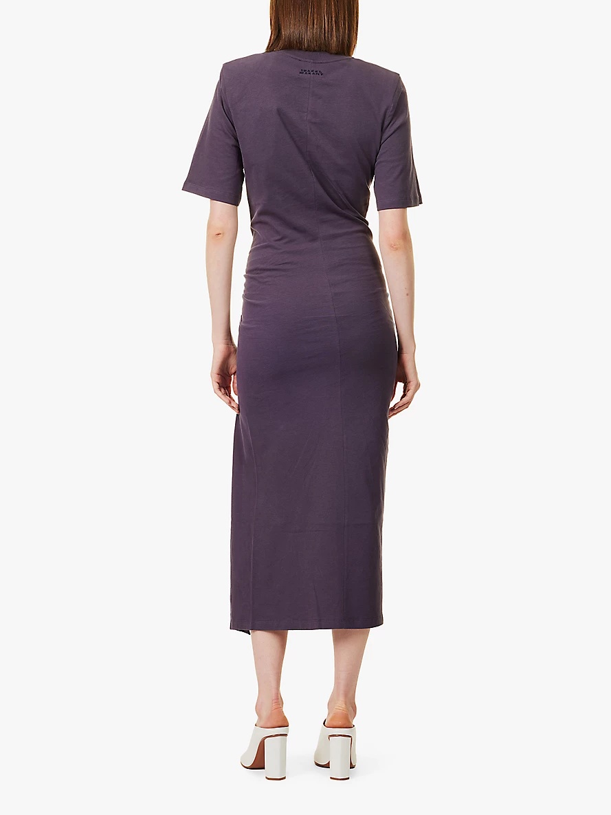 Lexia ruched-front organic-cotton midi dress - 4