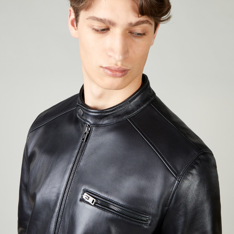 Biker Jacket in Leather Black 6