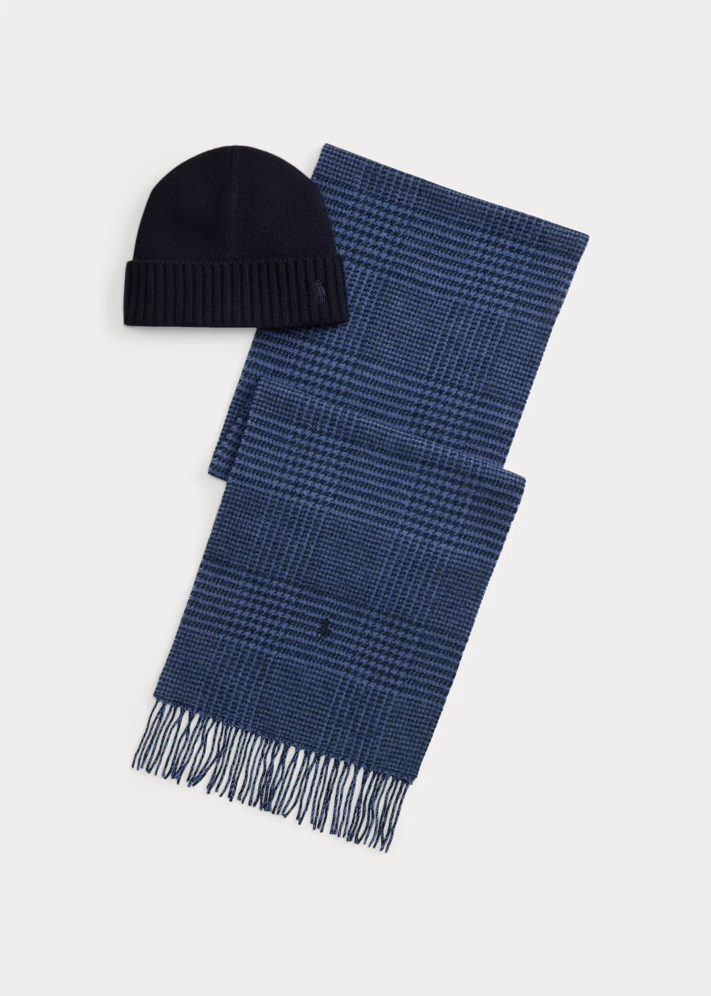Wool Beanie & Windowpane Scarf Gift Set - 1