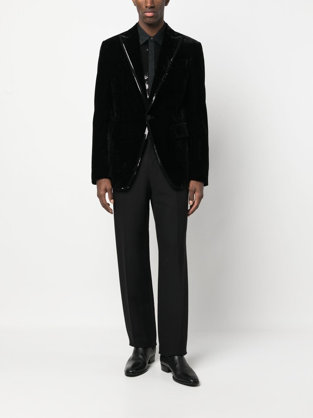 sequined-trim velvet blazer - 2