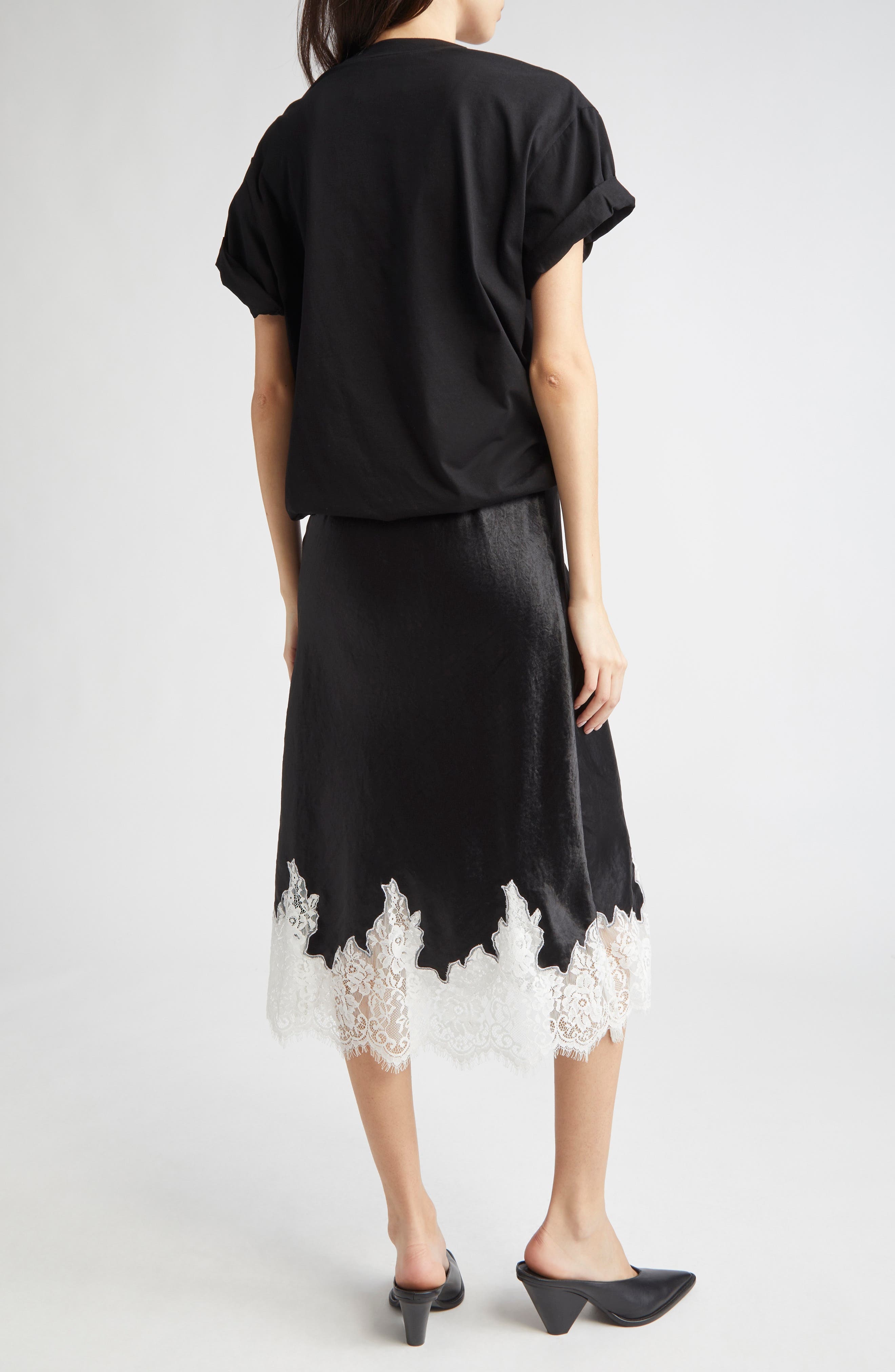 3.1 Phillip Lim Mixed Media Short Sleeve Dress in Black-White Multi at Nordstrom - 2