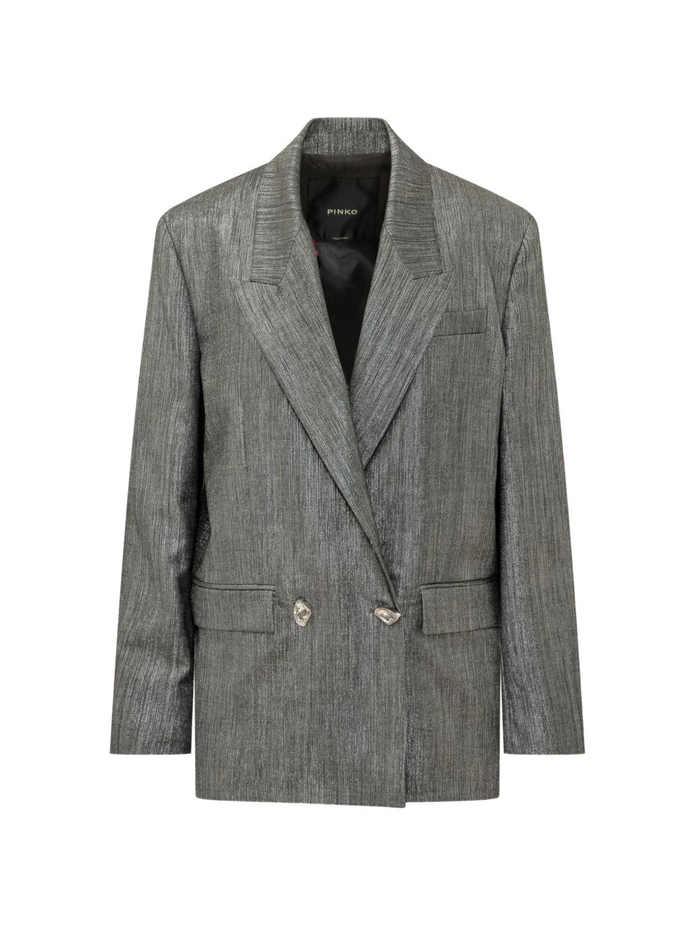 double-breasted Cayman jacket in metal wool with jewel buttons - 1