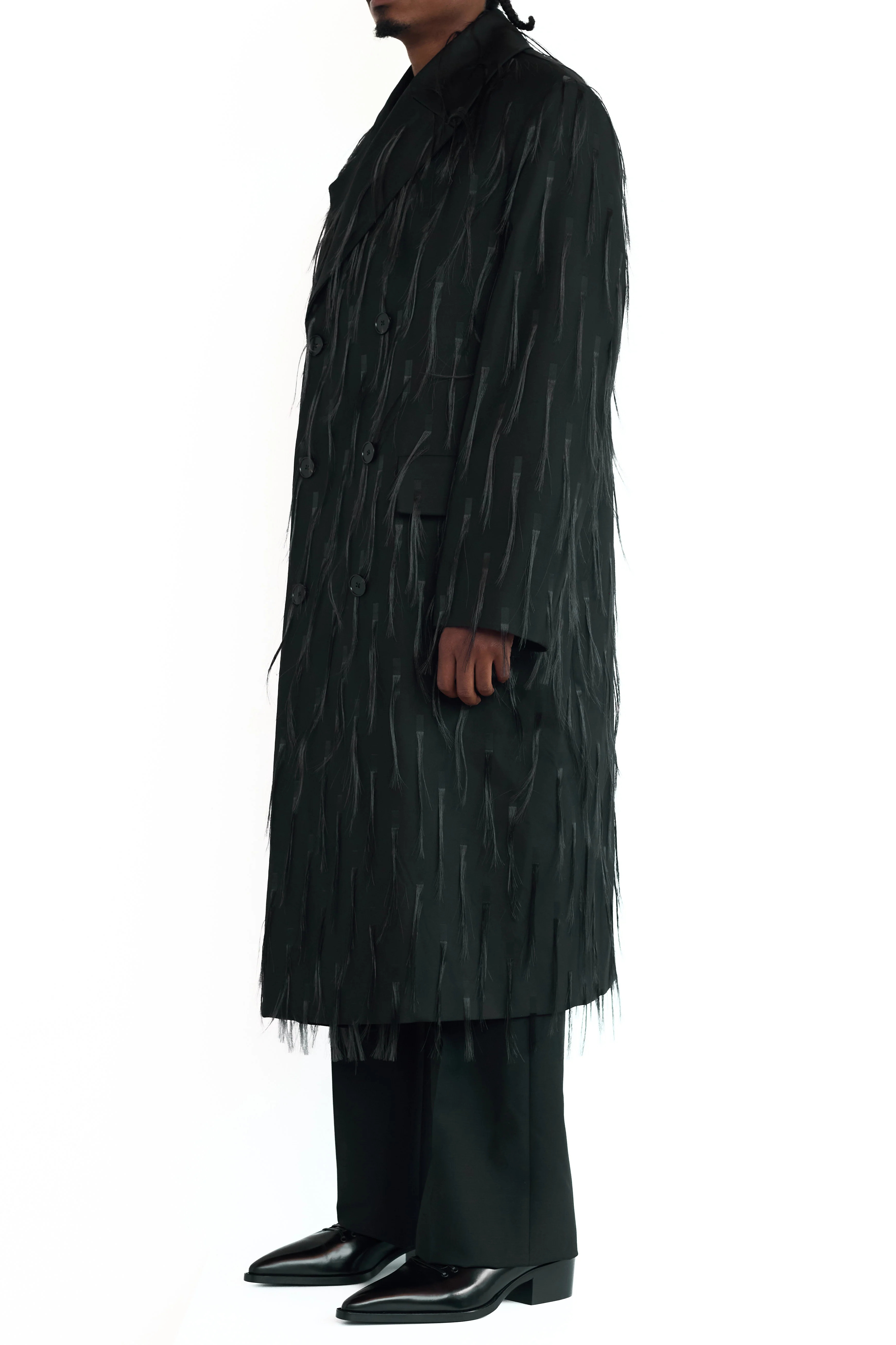 Jil Sander Spaced Out Nylon Fur Coat Black - 4