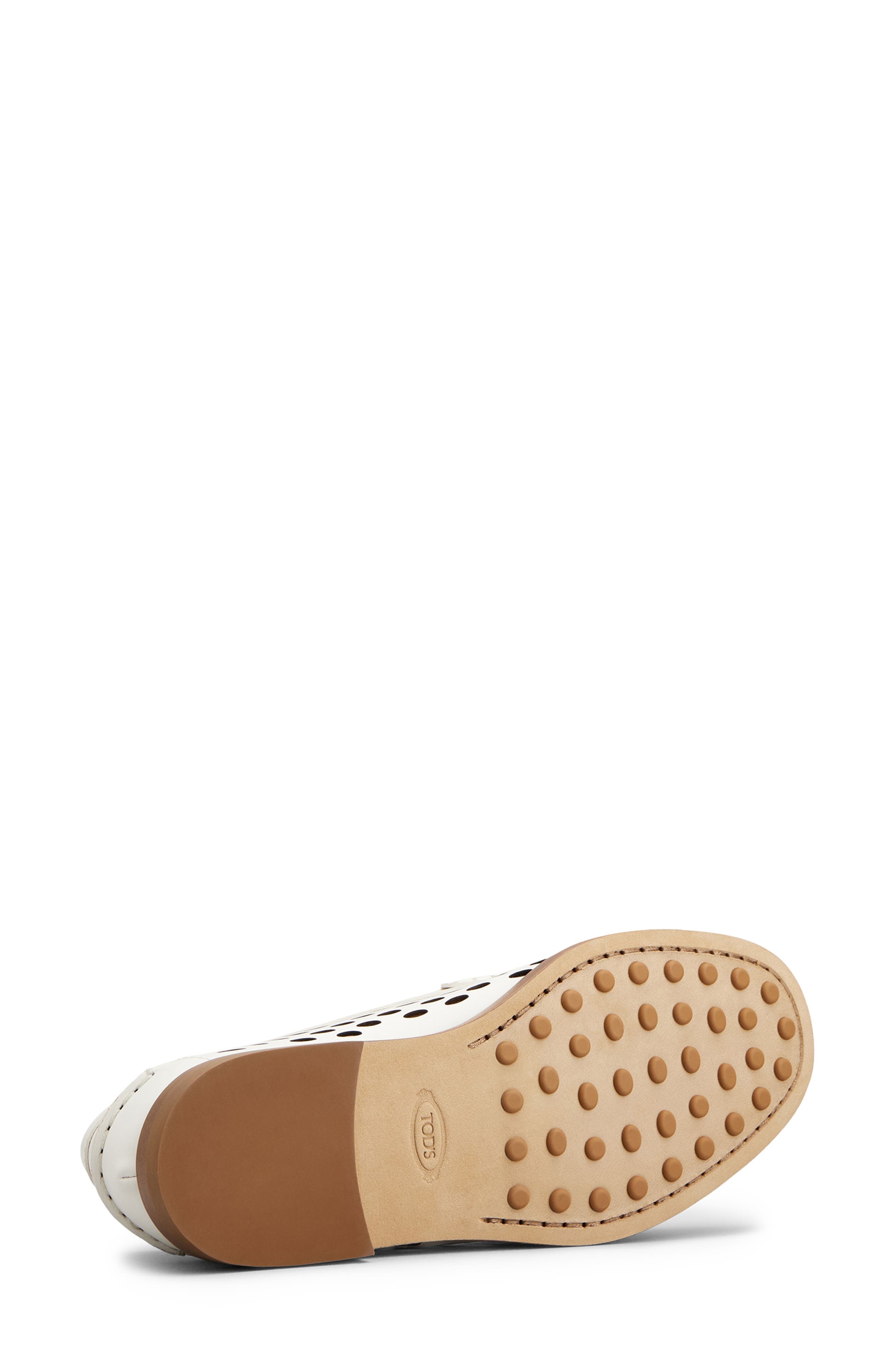 Tod's Laser Cut Calfskin Loafer in Bianco Calce at Nordstrom - 4