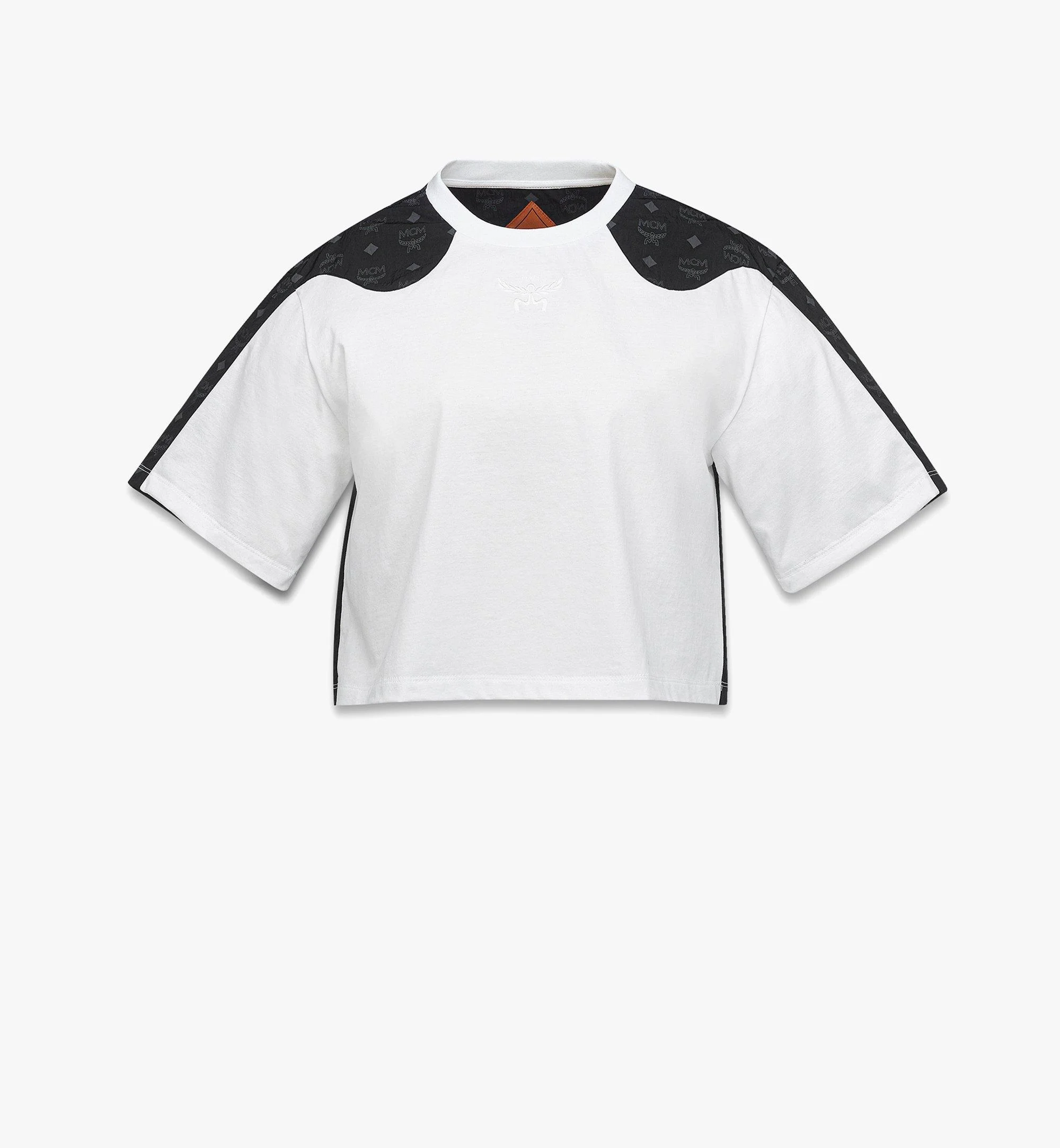 Laurel Cropped T-Shirt in Organic Cotton and Monogram ECONYL® - 1