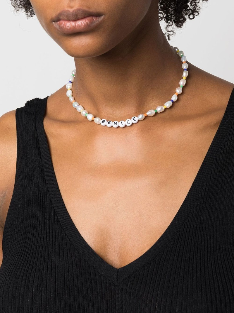 Sporty & Rich Be Nice pearl-bead necklace outlook