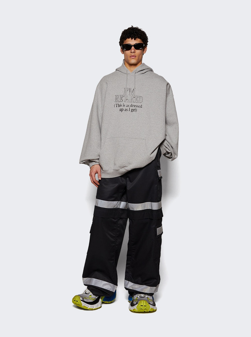 VETEMENTS I'm Retired Oversized Hoodie Grey Melange outlook