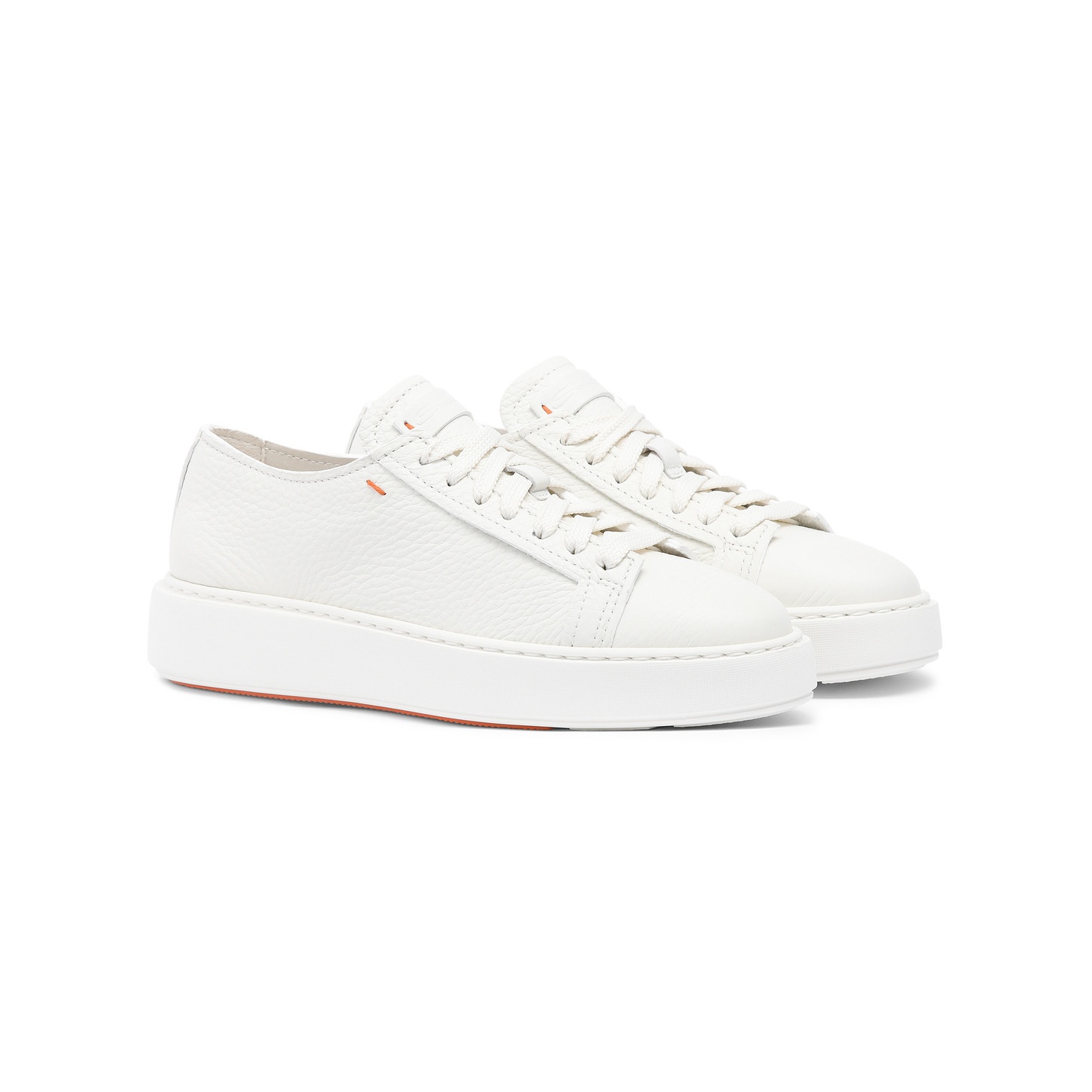 Women's white tumbled leather sneaker - 3