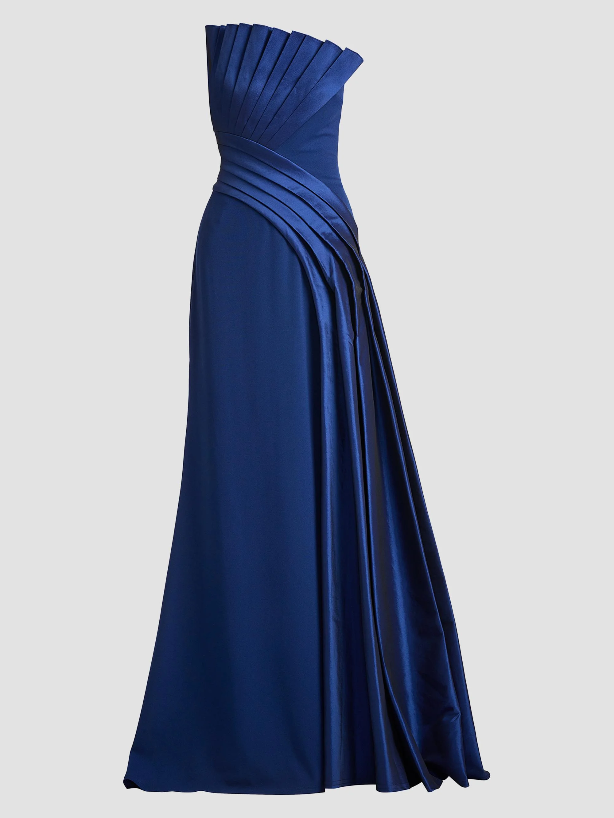 Women's Belair Draped Taffeta & Crepe Strapless Gown - Navy - 1