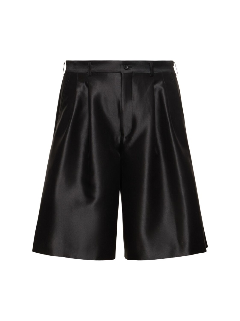 Pleated cotton & silk shorts - 1