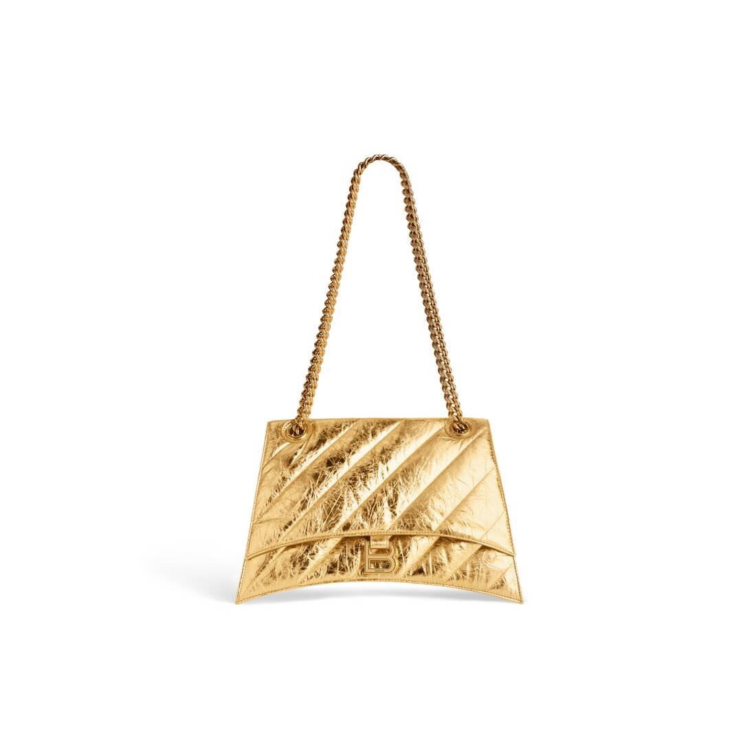 Women's Crush Medium Chain Bag Metallized Quilted  in Gold - 1