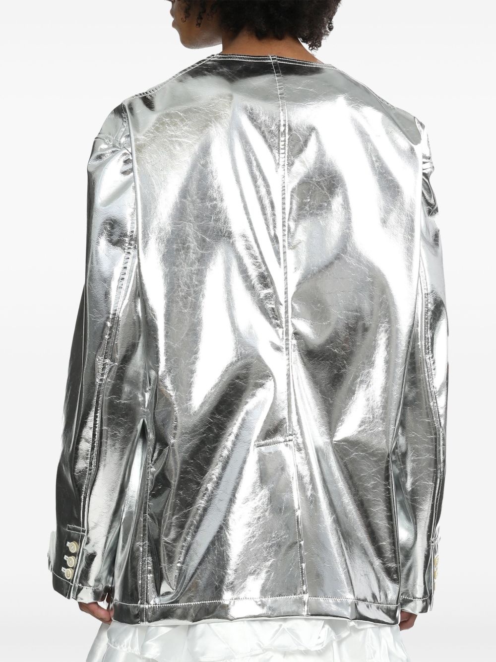 single-breasted metallic blazer - 4