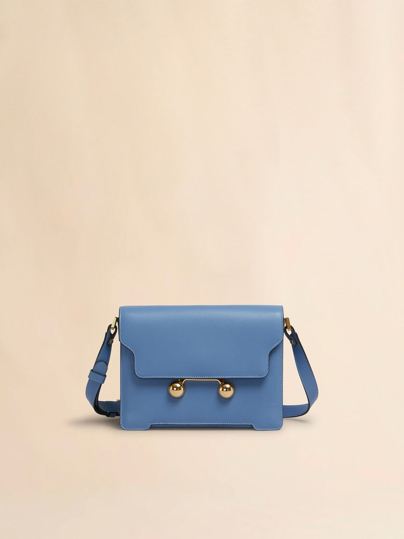 BLUE LEATHER TRUNKAROO MEDIUM SHOULDER BAG 1