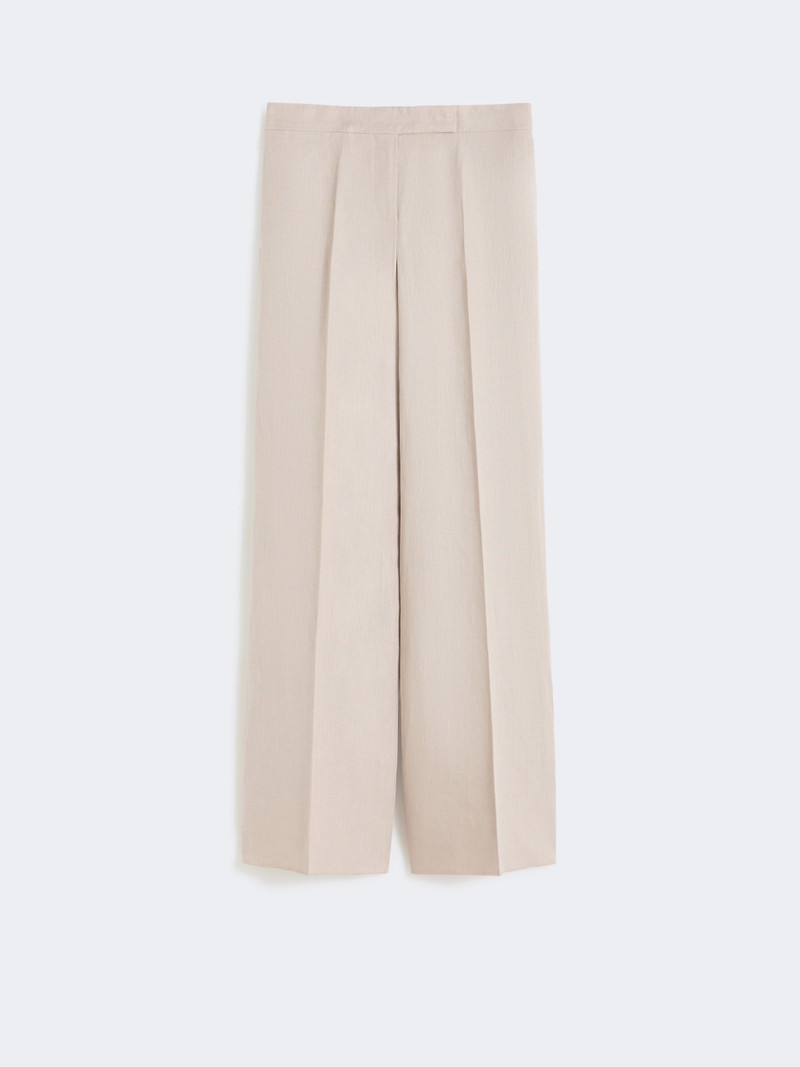 ANGUS Wide-leg trousers in linen basketweave - SAND 1