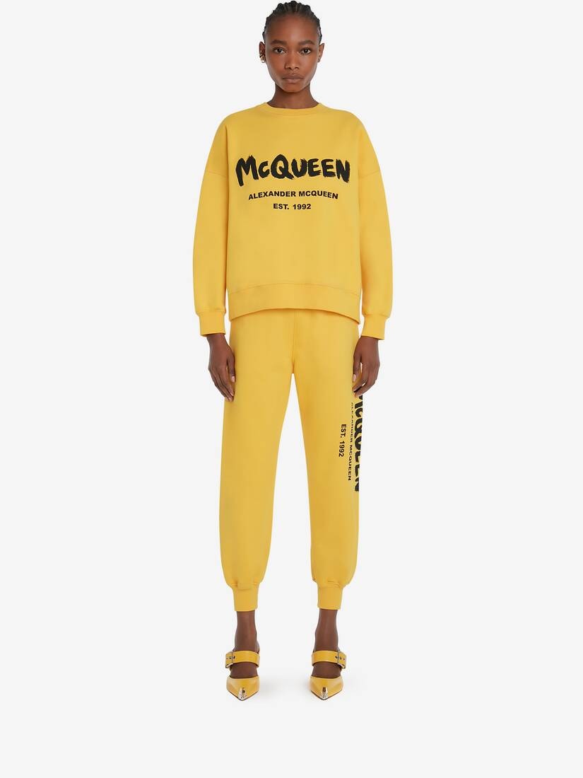 Women's McQueen Graffiti Joggers in Pop Yellow/black - 2