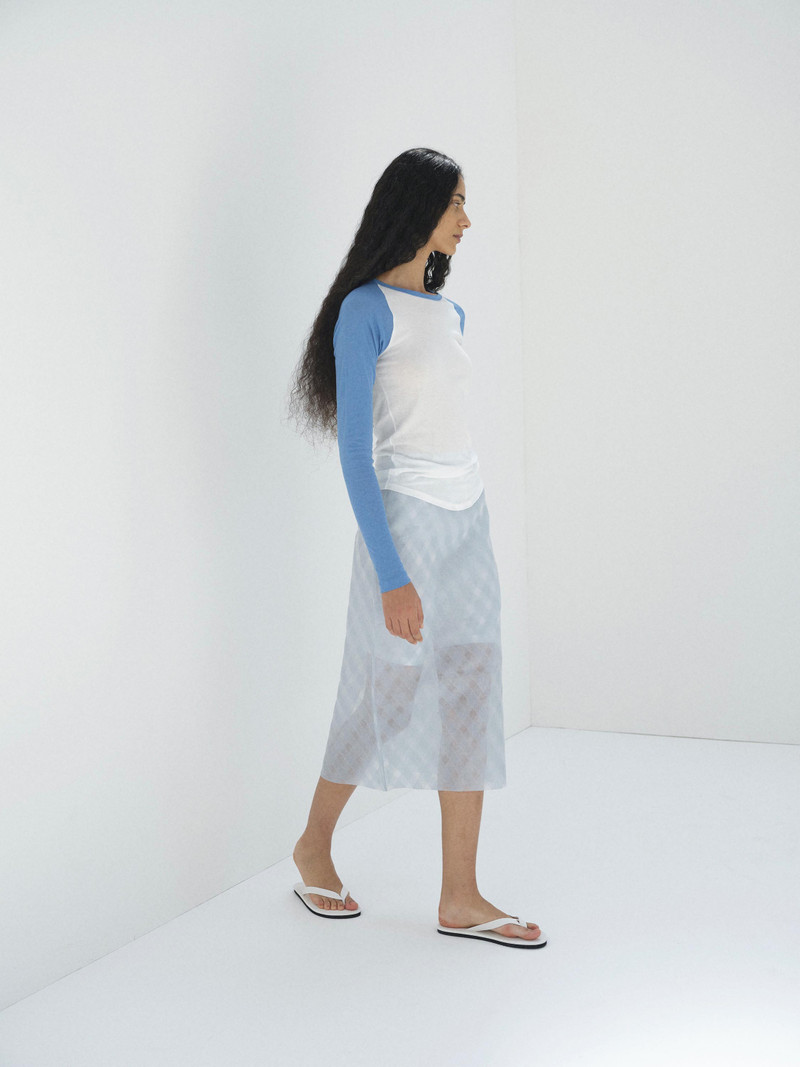 SHEER SILK COTTON CUT JACQUARD PENCIL SKIRT 4