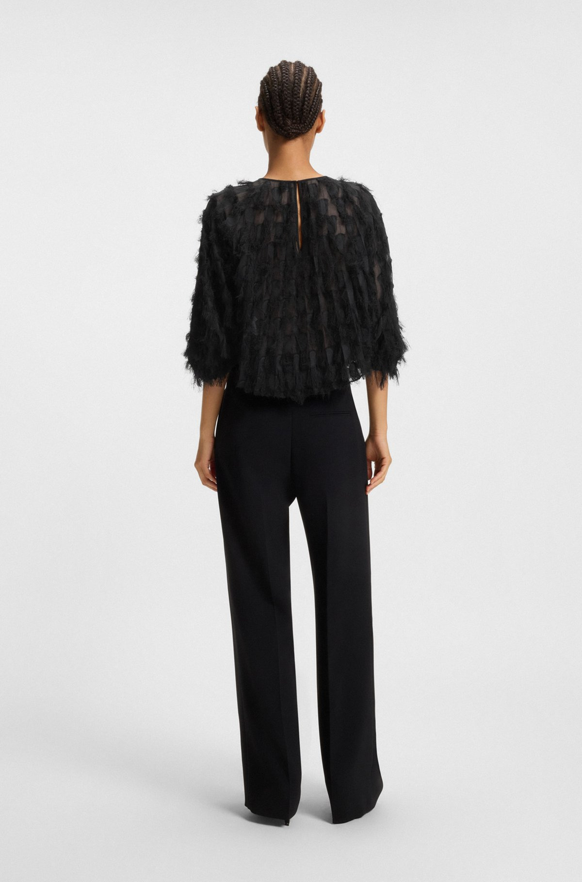 RELAXED-FIT BLOUSE IN FEATHER JACQUARD - 5