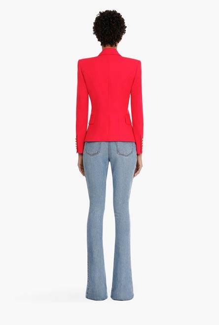 Fuchsia wool blazer with gold-tone double-breasted buttoned closure - 3