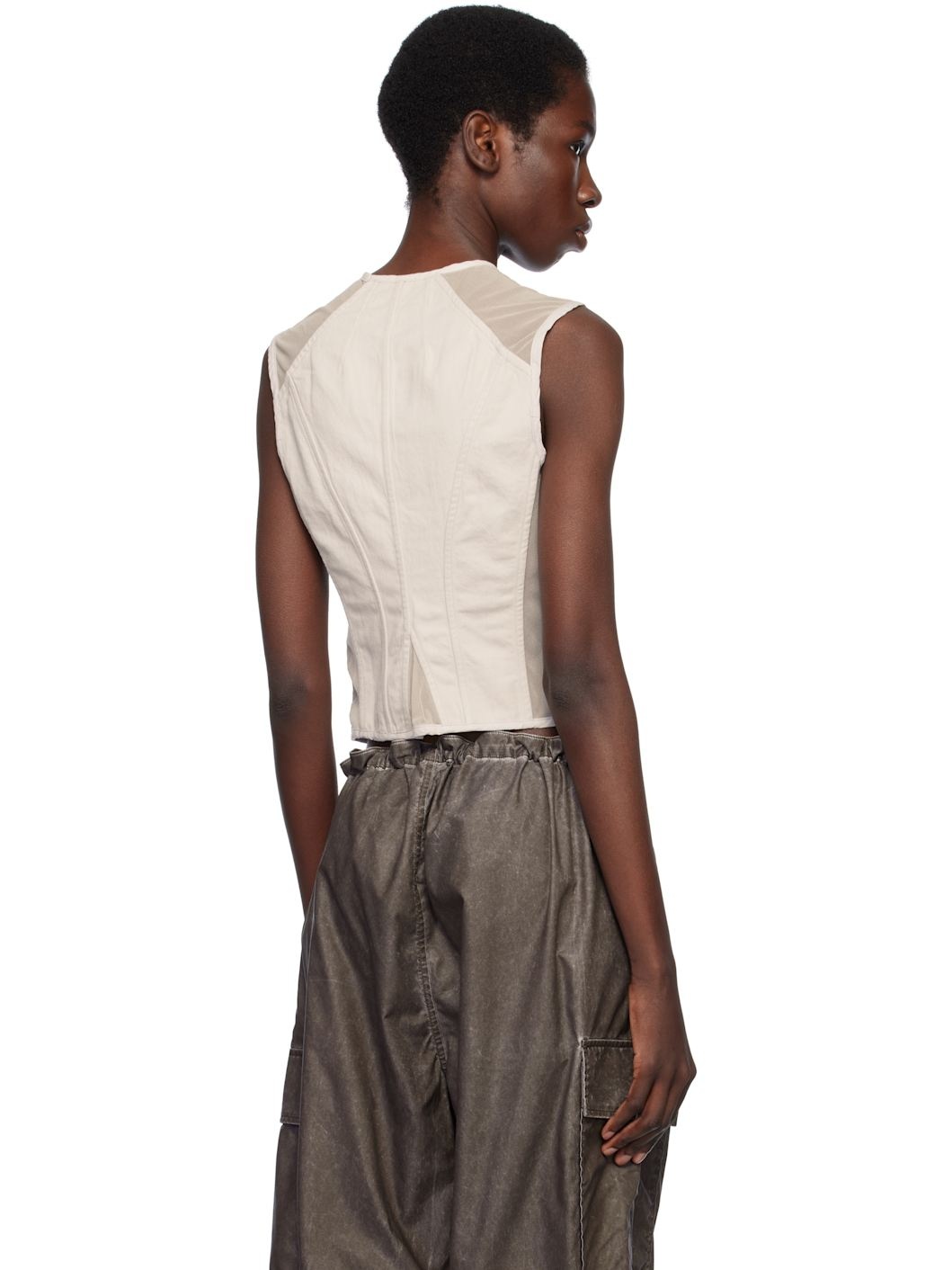Gray Sateen Corset Vest - 3