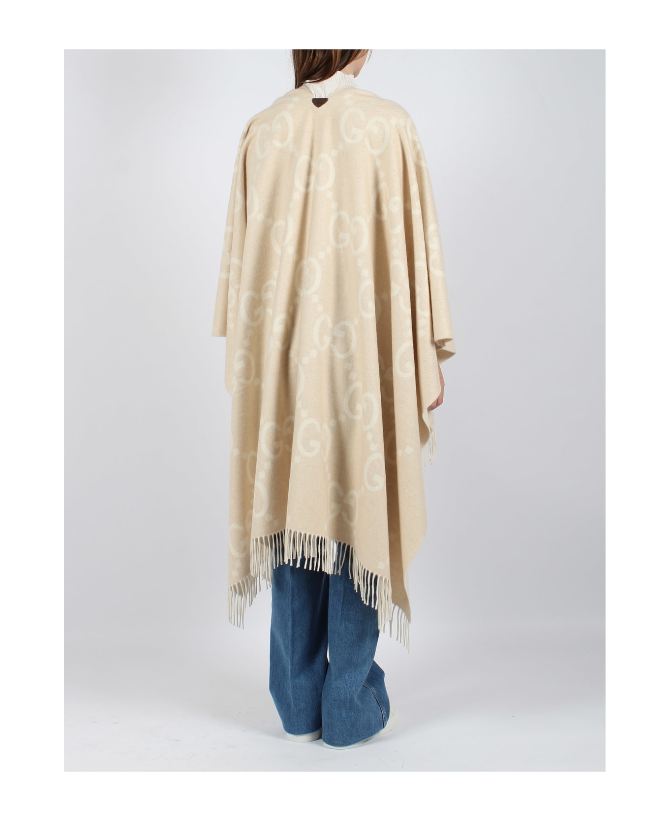 Reversible Jumbo Gg Cashmere Cape - 4