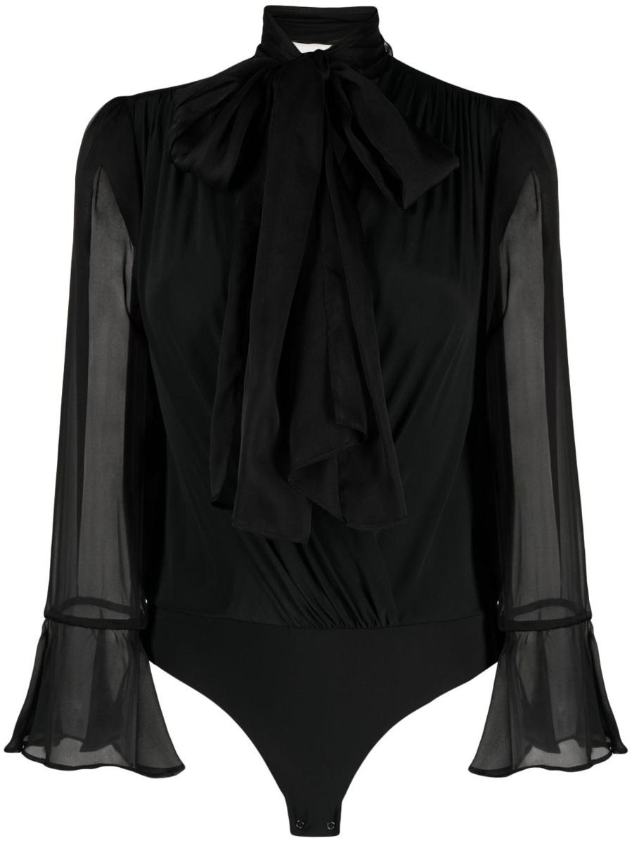 PINKO TIE-NECK CHIFFON BODYSUIT - 1