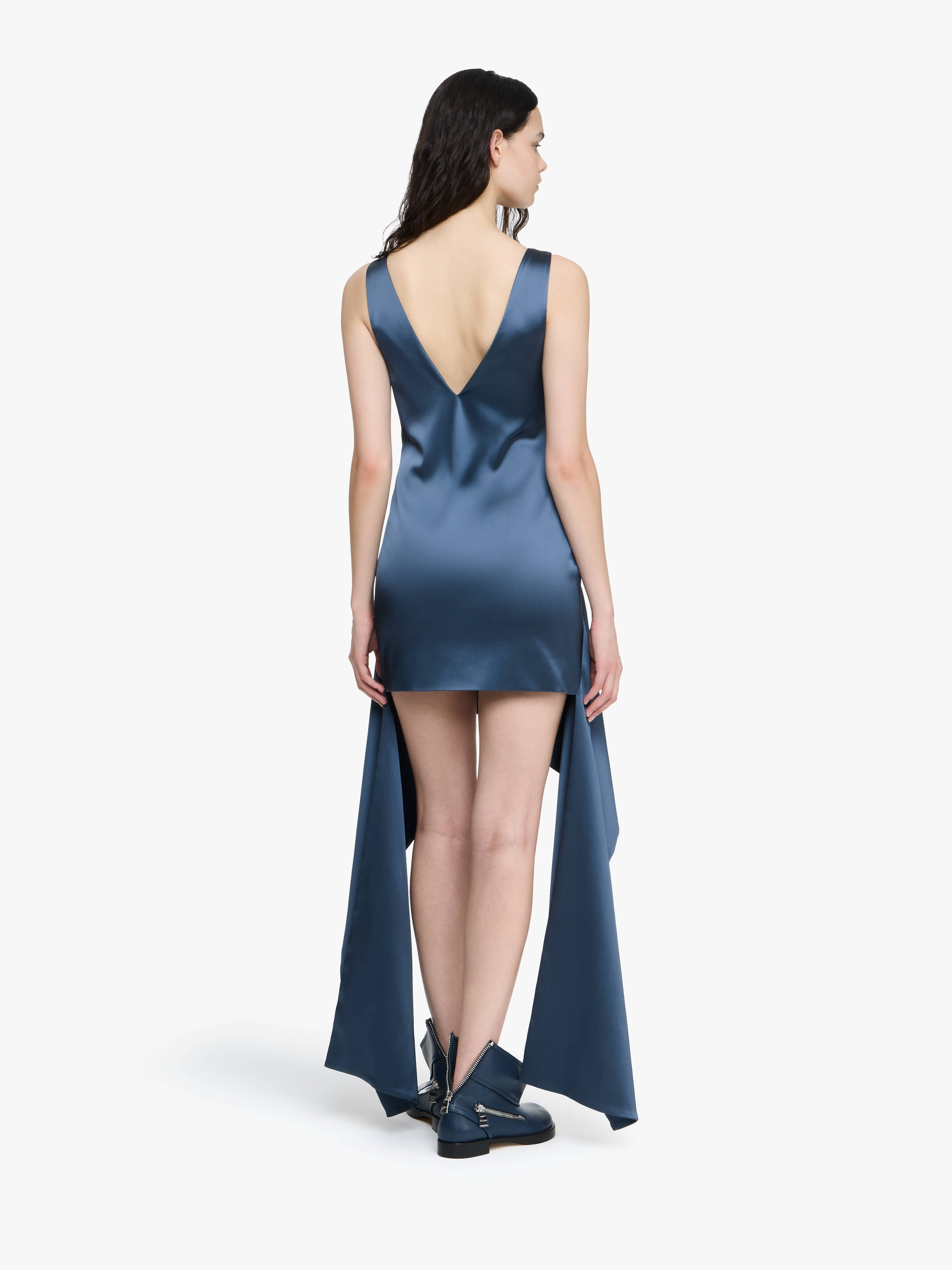 V-NECK DRAPED MINI DRESS - 3