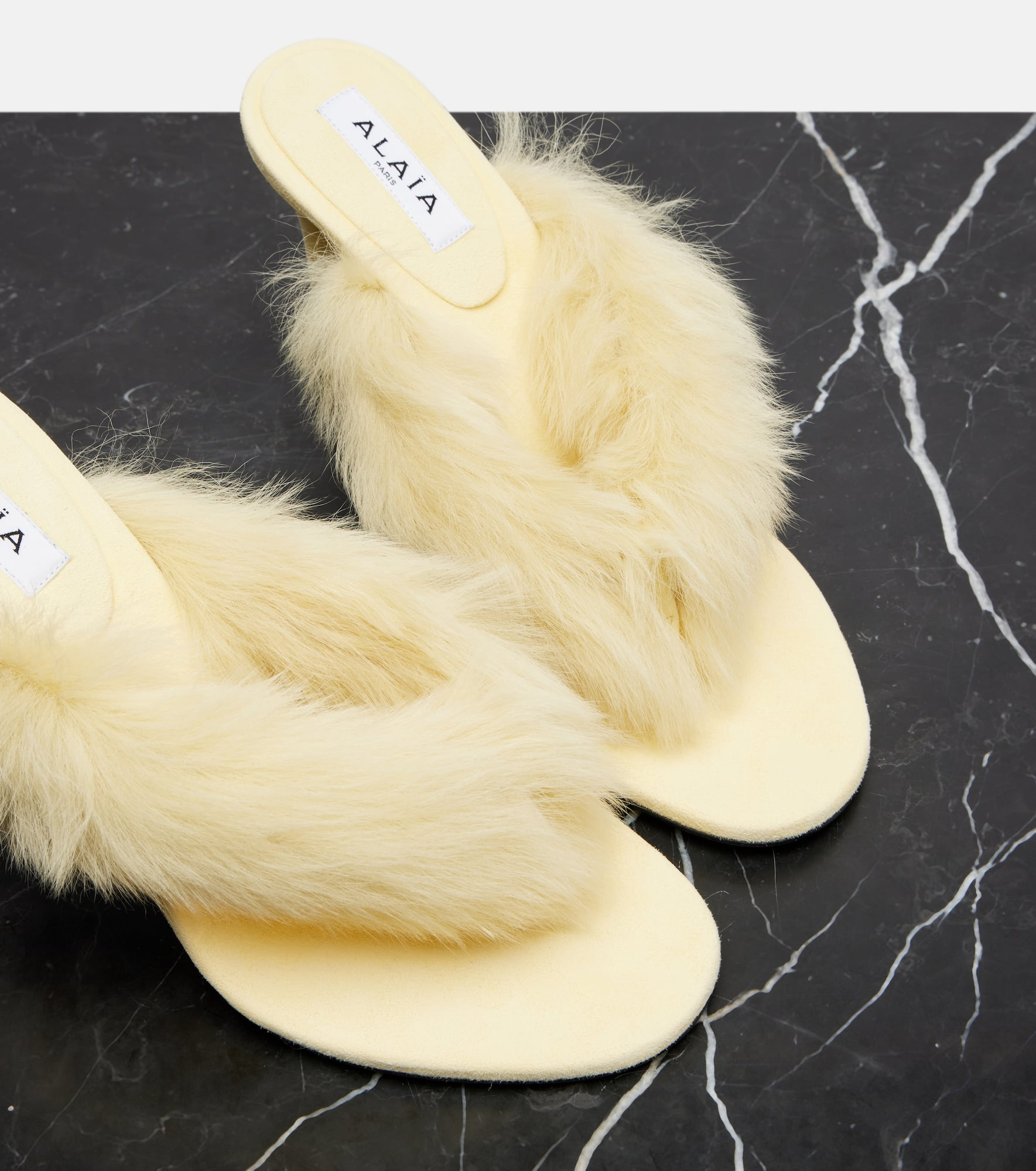 Boudoir 90 shearling-trimmed leather mules - 4