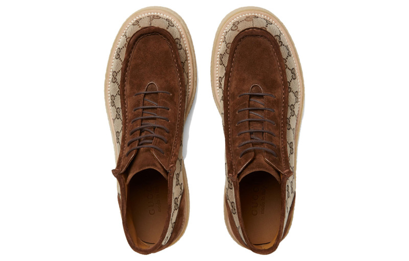 GUCCI Gucci GG Canvas Suede Lace-up ankle boot 'Brown' 762197-FACJX-9742 outlook