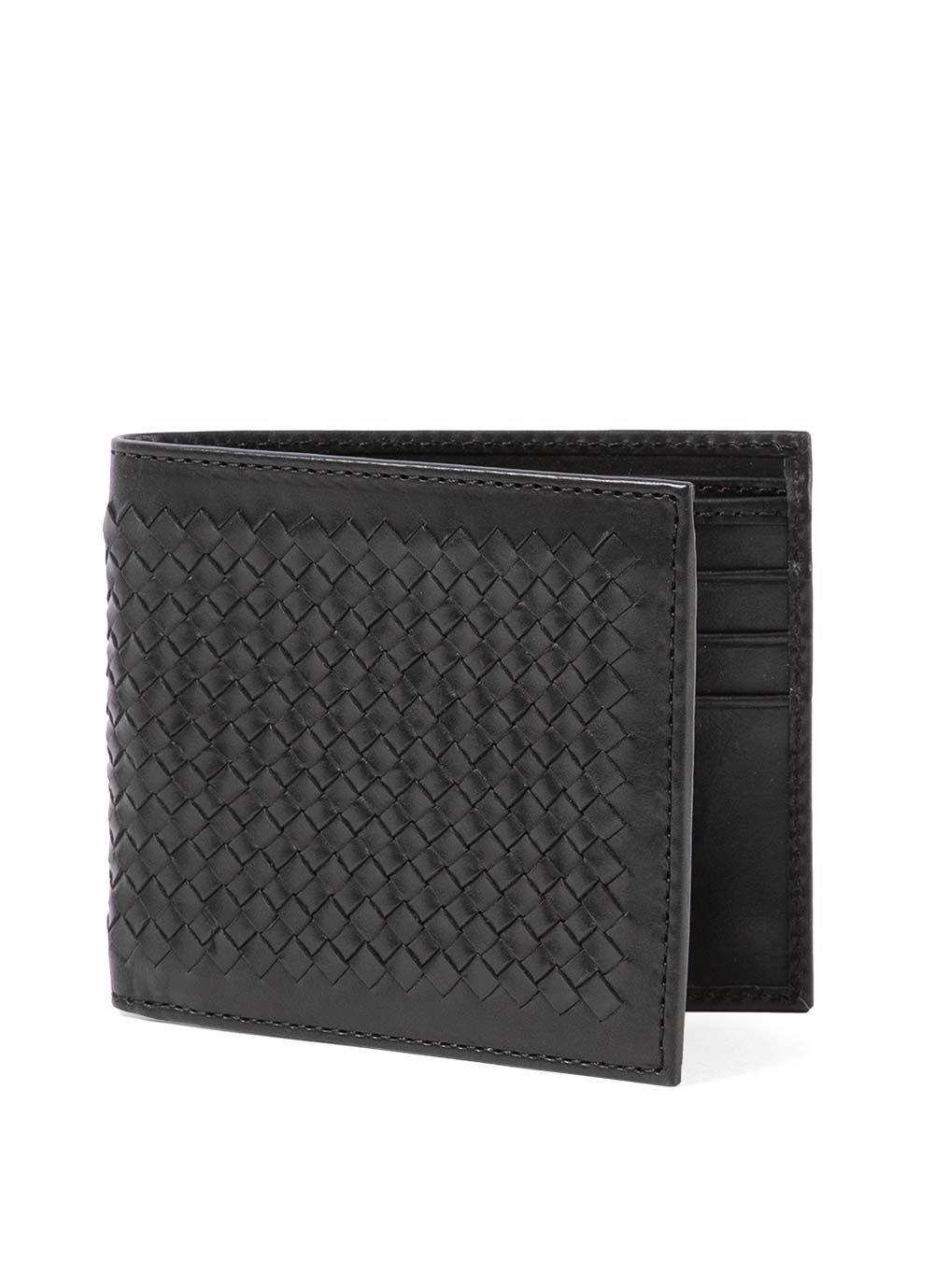 Woven Leather Billfold Wallet - 1