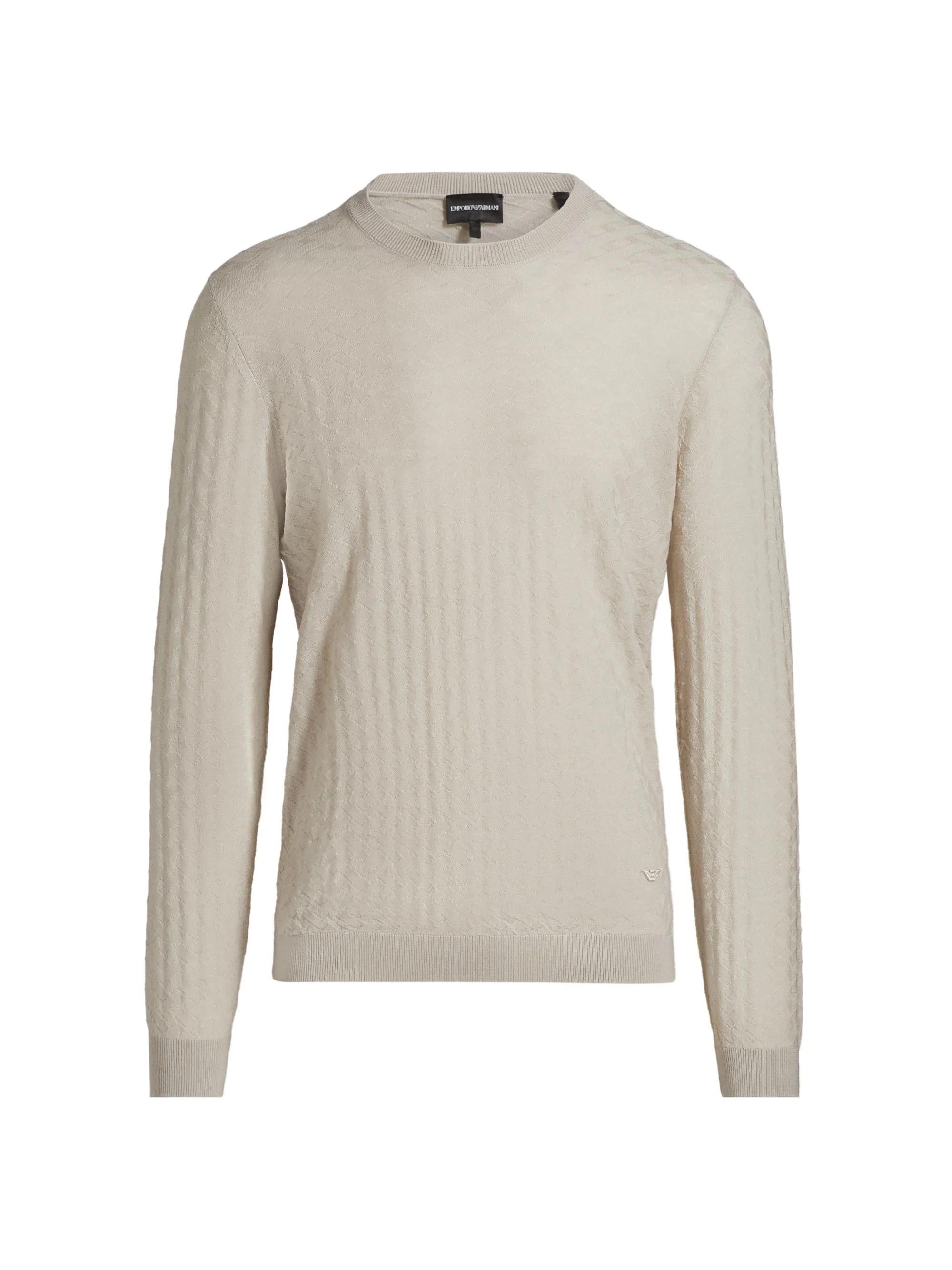 Men's Tonal Basket-Weave Virgin Wool Sweater - Tan - 1